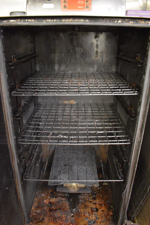 SWEET! Cookshack Model 250 Metal Commercial Electric Powered Smoker w/ Metal Racks on Commercial Casters. 240 Volts. 26.5x27x63. Unit Was Working When Restaurant Closed! - Image 7 of 8