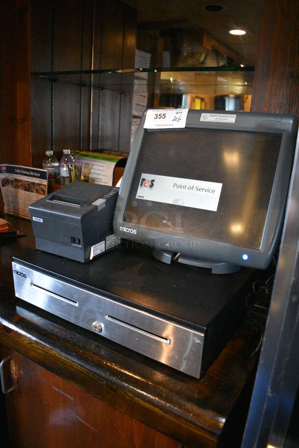 ALL ONE MONEY! Lot of 15" POS Monitor w/ Epson Model M129H Receipt Printer and Metal Cash Drawer! - Image 2 of 4