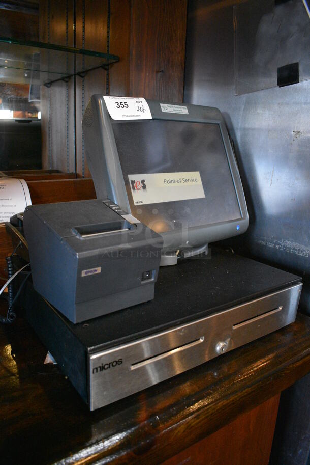 ALL ONE MONEY! Lot of 15" POS Monitor w/ Epson Model M129H Receipt Printer and Metal Cash Drawer! - Image 3 of 4