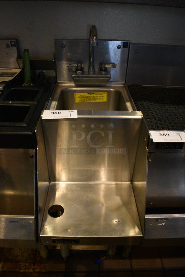 Stainless Steel Commercial Single Bay Sink w/ Faucet, Handles and Front Shelf. BUYER MUST REMOVE. 12x24x36 - Image 1 of 3