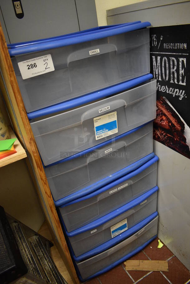 2 Blue and Clear Poly 3 Drawer Units. 21x15x24. 2 Times Your Bid! - Image 2 of 2