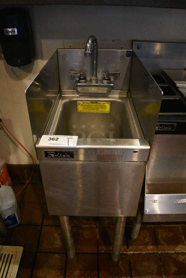 Perlick Stainless Steel Commercial Single Bay Sink w/ Faucet and Handles. BUYER MUST REMOVE. 12x19x36