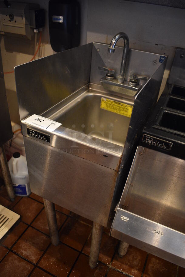Perlick Stainless Steel Commercial Single Bay Sink w/ Faucet and Handles. BUYER MUST REMOVE. 12x19x36 - Image 2 of 3
