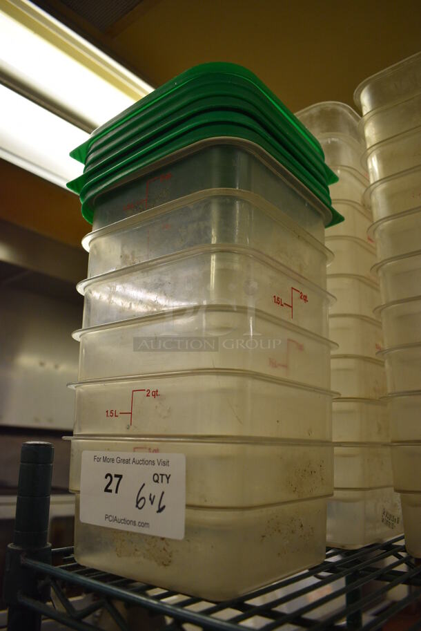 6 Poly Clear Containers w/ 6 Green Lids. 7x7x4. 6 Times Your Bid! - Image 2 of 2