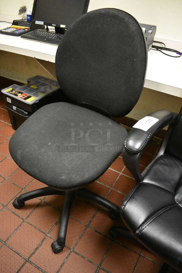 2 Various Black Office Chairs on Casters. 26x21x37, 20x20x41. 2 Times Your Bid! - Image 3 of 3