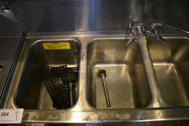 Perlick Stainless Steel Commercial 4 Bay Sink w/ Faucet, Handles and Backsplash. BUYER MUST REMOVE. 48x19x36. Bays 10x14x9 - Image 4 of 5