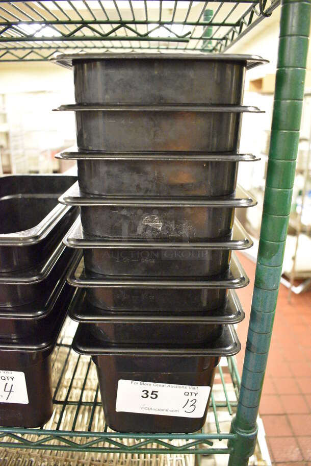 13 Black Poly 1/6 Size Drop In Bins. 1/6x6. 13 Times Your Bid! - Image 1 of 2