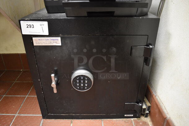 Wilson Safe Co Black Metal Single Compartment Safe. Comes w/ Combination. BUYER MUST REMOVE. 20.5x21.5x20.5