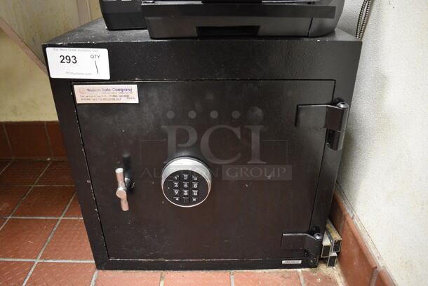 Wilson Safe Co Black Metal Single Compartment Safe. Comes w/ Combination. BUYER MUST REMOVE. 20.5x21.5x20.5 - Image 1 of 5