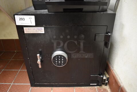 Wilson Safe Co Black Metal Single Compartment Safe. Comes w/ Combination. BUYER MUST REMOVE. 20.5x21.5x20.5