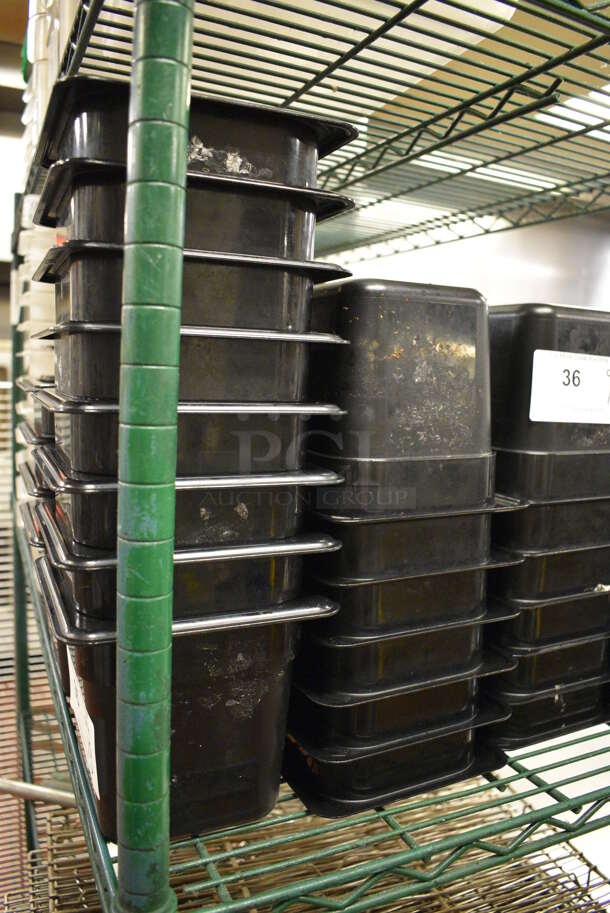 13 Black Poly 1/6 Size Drop In Bins. 1/6x6. 13 Times Your Bid! - Image 2 of 2