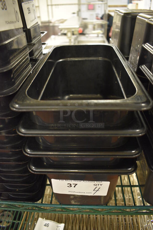 4 Black Poly 1/3 Size Drop In Bins. 1/3x6. 4 Times Your Bid! - Image 1 of 2