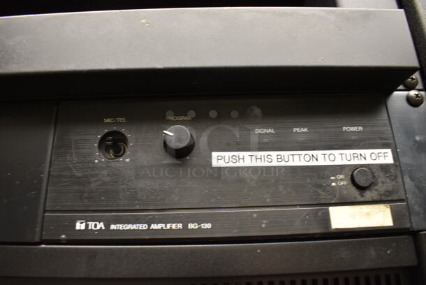 4 Rack Units in Black Metal Holder; Middle Atlantic Model PD-915R Power Center, TOA Model BG-130 Integrated Amplifier, QSC Model ISA 500Ti Professional Amplifier and Lowell. BUYER MUST REMOVE. 22x24x28 - Image 4 of 7