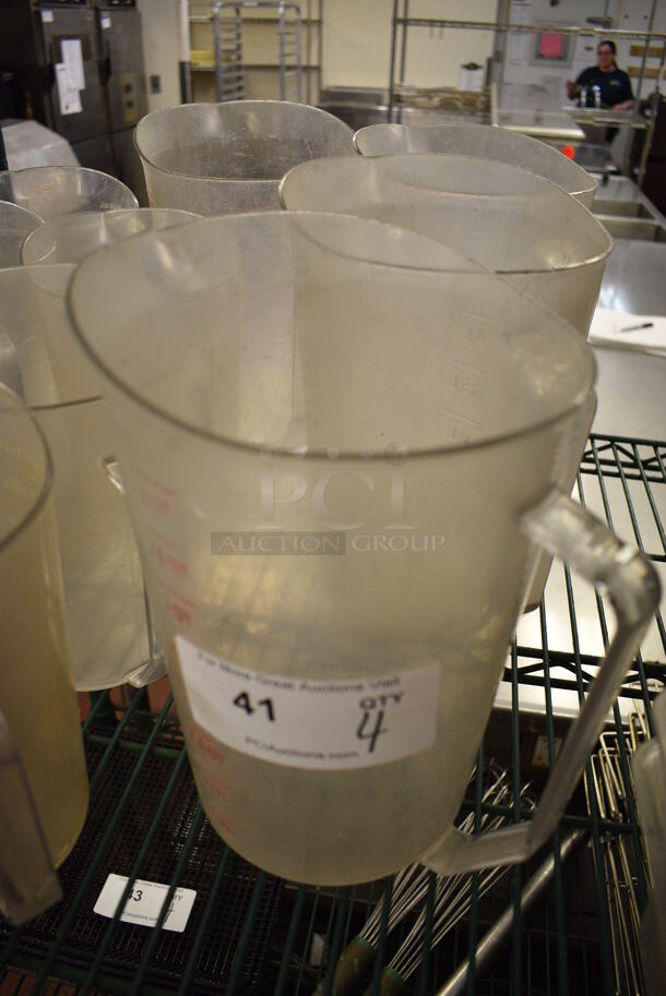 4 Clear Poly Pitchers. 9x7x10.5. 4 Times Your Bid! - Image 1 of 2