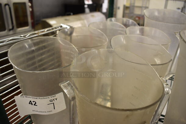 7 Clear Poly Pitchers. 7.5x5.5x8.5. 7 Times Your Bid! - Image 2 of 2