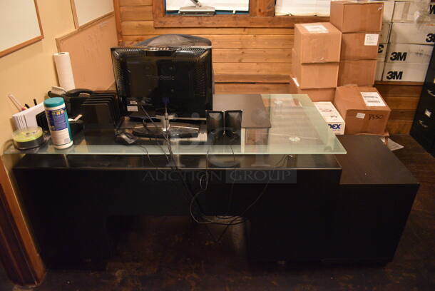 ALL ONE MONEY! ROOM LOT! Entire Contents of This Office Including Desk, Computer, Boxes of Face Shields, Filing Cabinets, Trophies and Wall Decor! BUYER MUST REMOVE - Image 2 of 9