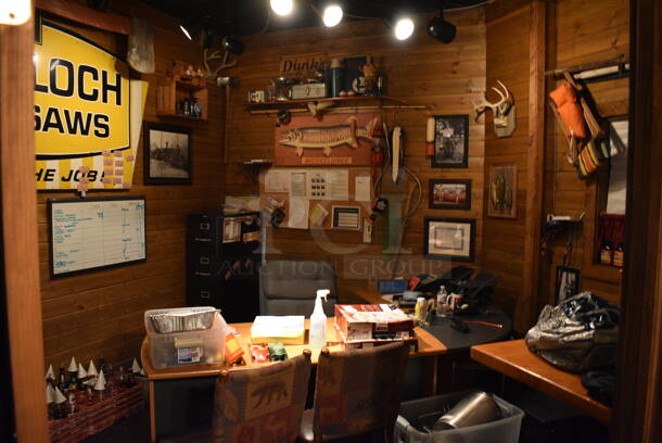 ALL ONE MONEY! ROOM LOT! Entire Contents of This Office Including Desk, Office Chair, Filing Cabinet, Television and Wall Decor! BUYER MUST REMOVE - Image 1 of 8