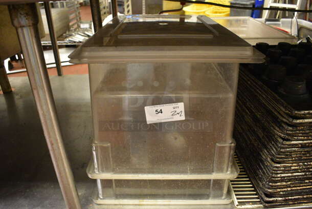 2 Clear Poly Bins w/ 2 Lids. 18x26x15. 2 Times Your Bid!