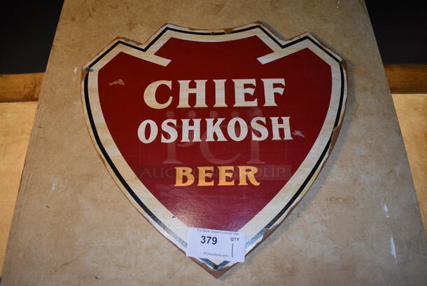 Chief Oshkosh Beer Sign. BUYER MUST REMOVE. 25x22