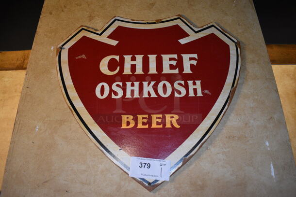 Chief Oshkosh Beer Sign. BUYER MUST REMOVE. 25x22 - Image 1 of 2