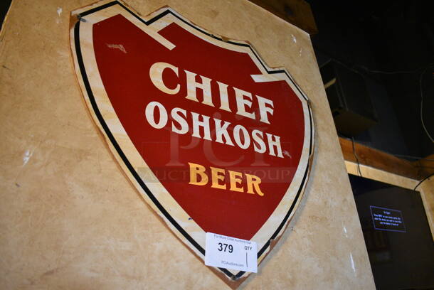 Chief Oshkosh Beer Sign. BUYER MUST REMOVE. 25x22 - Image 2 of 2