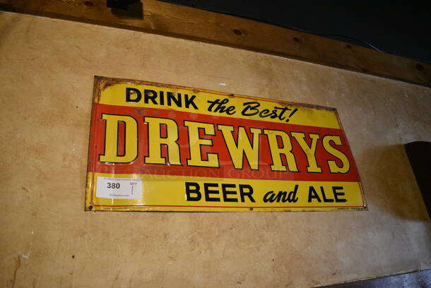 Drewrys Beer and Ale Sign. BUYER MUST REMOVE. 32x15 - Image 2 of 3