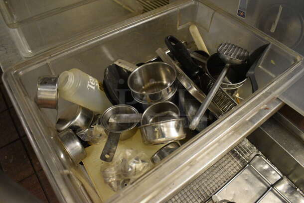 ALL ONE MONEY! Lot of Various Metal Utensils Including Meat Tenderizer in Clear Poly Bin! - Image 2 of 4
