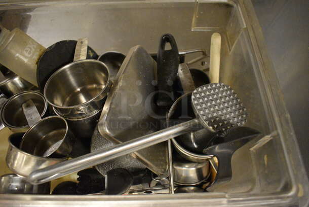ALL ONE MONEY! Lot of Various Metal Utensils Including Meat Tenderizer in Clear Poly Bin! - Image 3 of 4