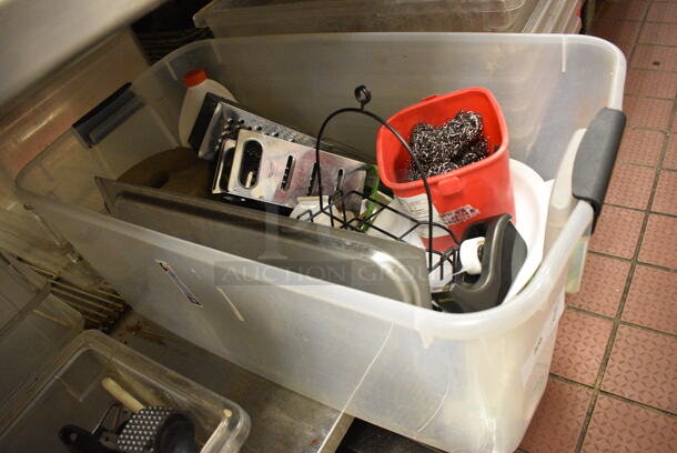 ALL ONE MONEY! Lot of Various Items Including Cheese Graters in Clear Poly Bin! - Image 2 of 4