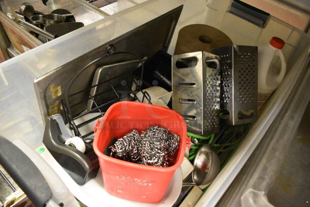 ALL ONE MONEY! Lot of Various Items Including Cheese Graters in Clear Poly Bin! - Image 3 of 4