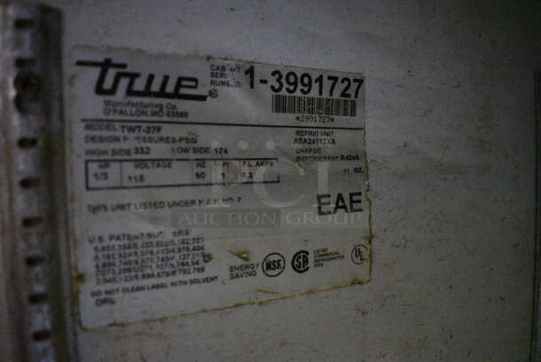 NICE! 2007 True Model TWT-27F Stainless Steel Commercial Single Door Undercounter Freezer on Commercial Casters. 115 Volts, 1 Phase. 27.5x30x39. Unit Was Working When Restaurant Closed! - Image 4 of 4
