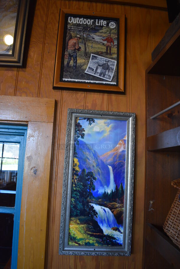 ALL ONE MONEY! Lot of Wall Decorations Including Fishing Picture, Boathouse Sign, Oars, Fish, Bait, Waterfall Picture and Outdoor Life Picture. BUYER MUST REMOVE - Image 6 of 6