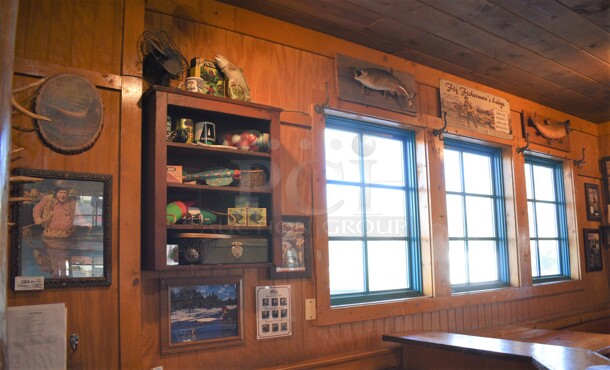 ALL ONE MONEY! Lot of Wall Decorations Including Fisherman Picture, Wooden Piece, Shelf w/ Knickknacks, Fish and Hunting and Fishing Picture. BUYER MUST REMOVE - Image 1 of 7