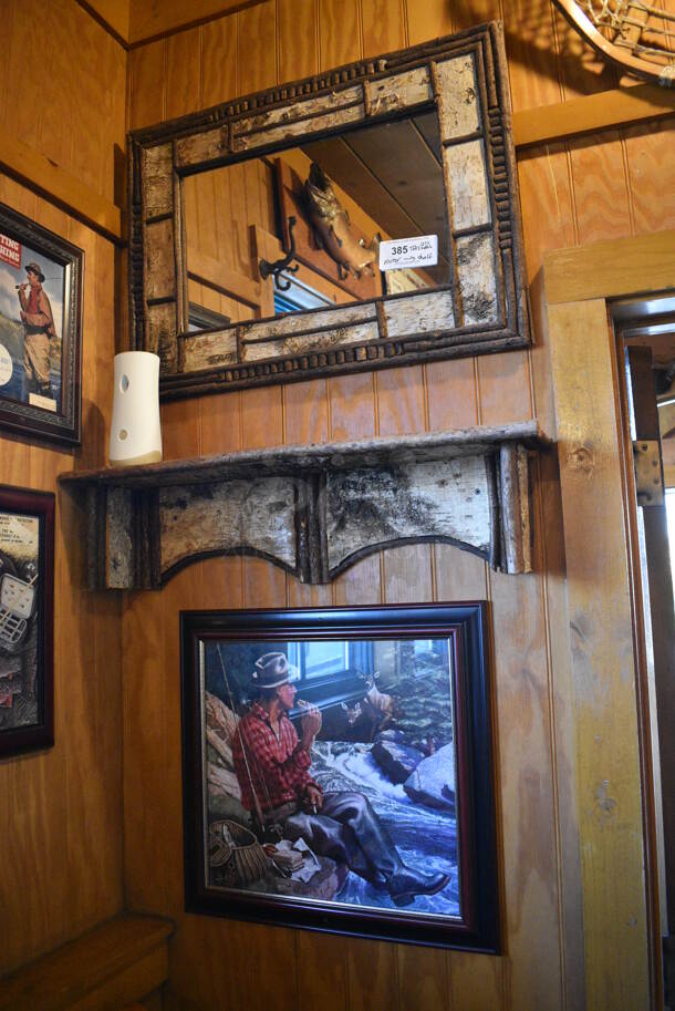 ALL ONE MONEY! Lot of Wall Decorations Including Snowshoes, Mirror, Shelf and Fish. BUYER MUST REMOVE - Image 5 of 6