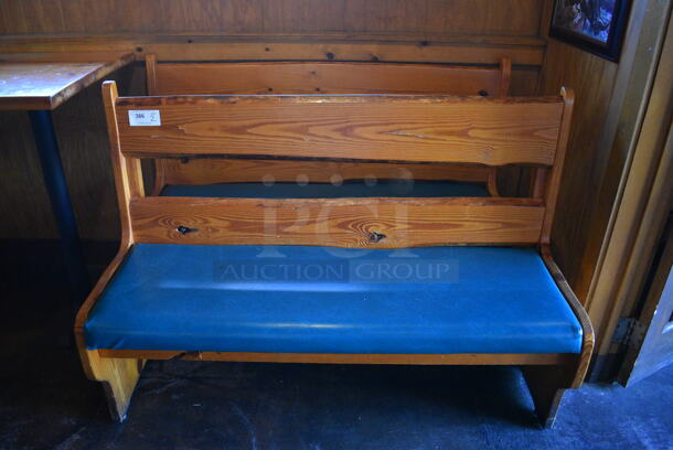 2 Wooden Natural Edge Benches w/ Green Seat Cushion. 60x22x42. 2 Times Your Bid!