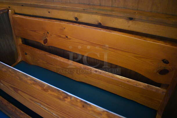 2 Wooden Natural Edge Benches w/ Green Seat Cushion. 60x22x42. 2 Times Your Bid! - Image 3 of 3