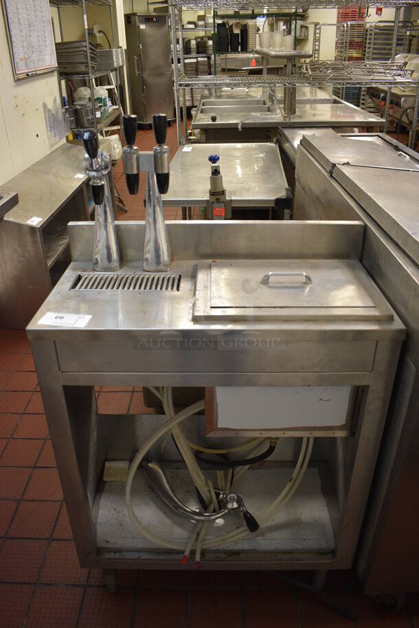 Stainless Steel Commercial Counter w/ 2 Dispensers and Ice Bin. 30x15x52 - Image 1 of 6