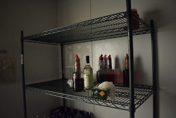 Green Finish 4 Tier Metro Style Shelving Unit. Does Not Include Contents. BUYER MUST DISMANTLE. PCI CANNOT DISMANTLE FOR SHIPPING. PLEASE CONSIDER FREIGHT CHARGES. 48x24x74 - Image 3 of 3