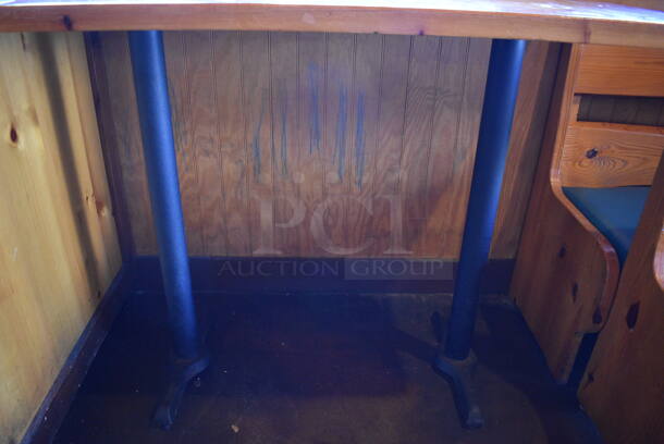 Wooden Table on 2 Black Straight Table Leg Bases. 53x30x43 - Image 3 of 3