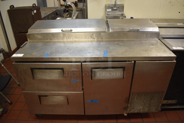 GREAT! True Model TPP-60D-2 Stainless Steel Commercial Pizza Prep Table w/ 2 Drawers and Door on Commercial Casters. 115 Volts, 1 Phase. 60x33x42. Unit Was Working When Restaurant Closed! - Image 1 of 8