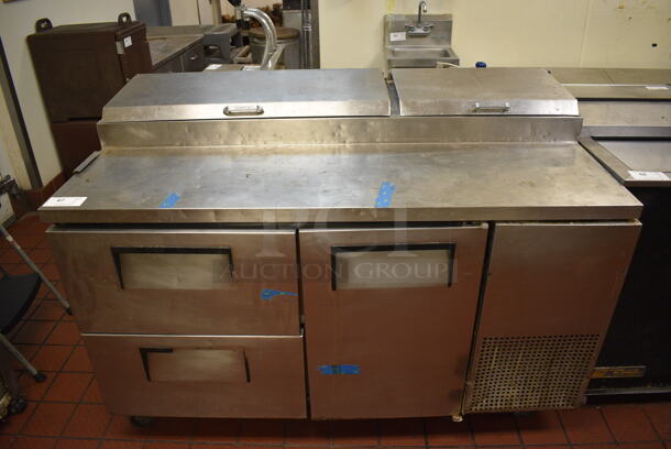 GREAT! True Model TPP-60D-2 Stainless Steel Commercial Pizza Prep Table w/ 2 Drawers and Door on Commercial Casters. 115 Volts, 1 Phase. 60x33x42. Unit Was Working When Restaurant Closed!