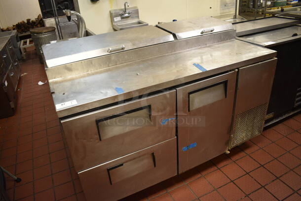 GREAT! True Model TPP-60D-2 Stainless Steel Commercial Pizza Prep Table w/ 2 Drawers and Door on Commercial Casters. 115 Volts, 1 Phase. 60x33x42. Unit Was Working When Restaurant Closed! - Image 2 of 8