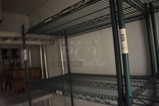 Green Finish 4 Tier Metro Style Shelving Unit. BUYER MUST DISMANTLE. PCI CANNOT DISMANTLE FOR SHIPPING. PLEASE CONSIDER FREIGHT CHARGES. 42x24x74 - Image 3 of 3
