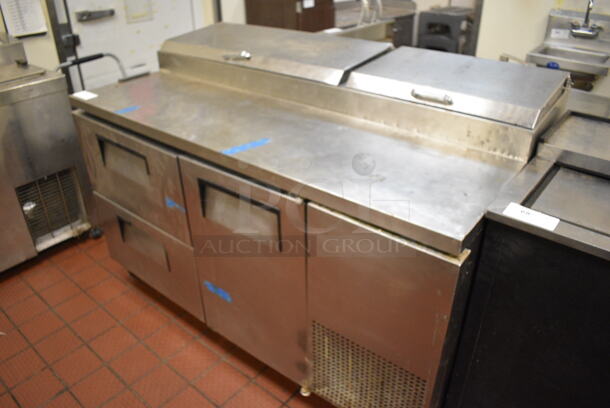GREAT! True Model TPP-60D-2 Stainless Steel Commercial Pizza Prep Table w/ 2 Drawers and Door on Commercial Casters. 115 Volts, 1 Phase. 60x33x42. Unit Was Working When Restaurant Closed! - Image 8 of 8