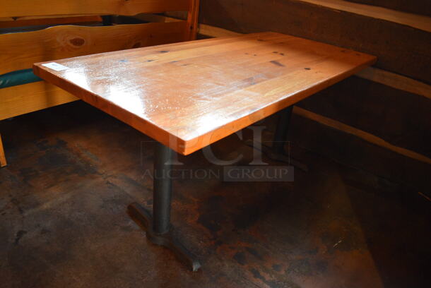 Wooden Table on 2 Black Straight Leg Table Bases. 66x30x30 - Image 2 of 3