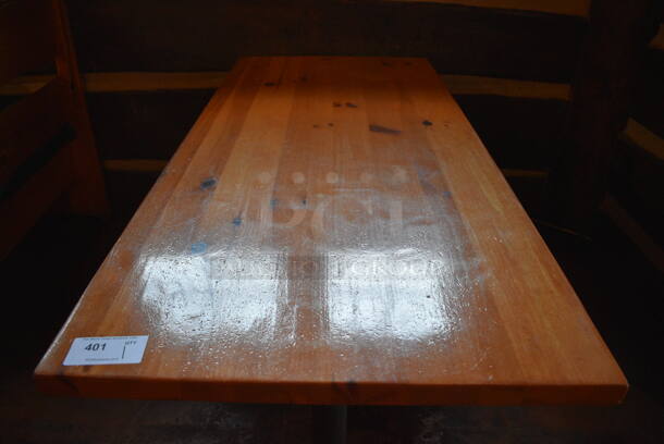 Wooden Table on 2 Black Straight Leg Table Bases. 66x30x30 - Image 3 of 3