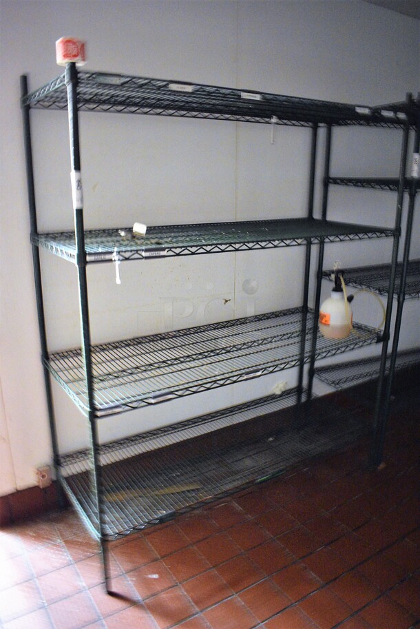 Green Finish 4 Tier Metro Style Shelving Unit. BUYER MUST DISMANTLE. PCI CANNOT DISMANTLE FOR SHIPPING. PLEASE CONSIDER FREIGHT CHARGES. 60x24x74 - Image 1 of 3