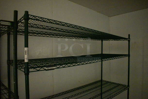 Green Finish 4 Tier Metro Style Shelving Unit. BUYER MUST DISMANTLE. PCI CANNOT DISMANTLE FOR SHIPPING. PLEASE CONSIDER FREIGHT CHARGES. 72x24x74 - Image 2 of 3