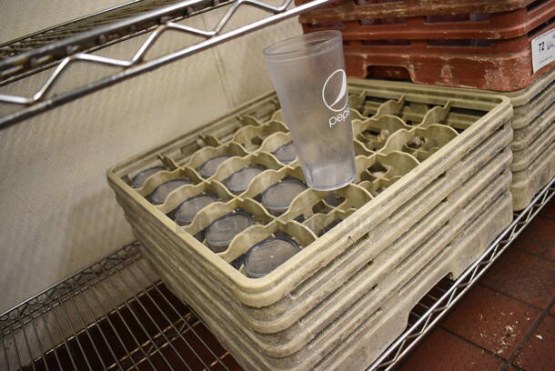 ALL ONE MONEY! Lot of 61 Clear Poly Beverage Tumblers in 3 Caddies! 3.5x3.5x7 - Image 2 of 3