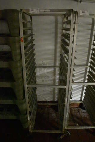 Metal Commercial Pan Transport Rack on Commercial Casters. 20.5x26x70